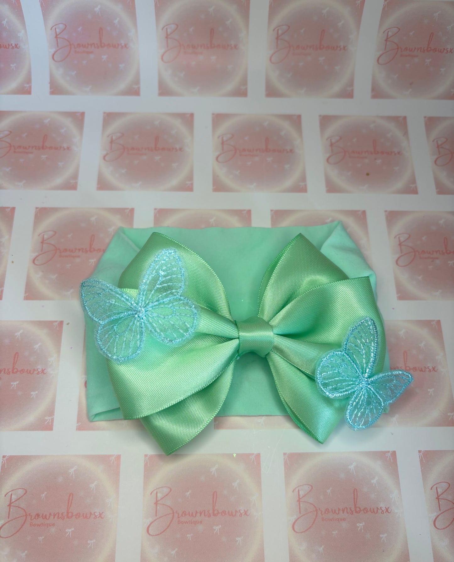 Mint butterfly headband